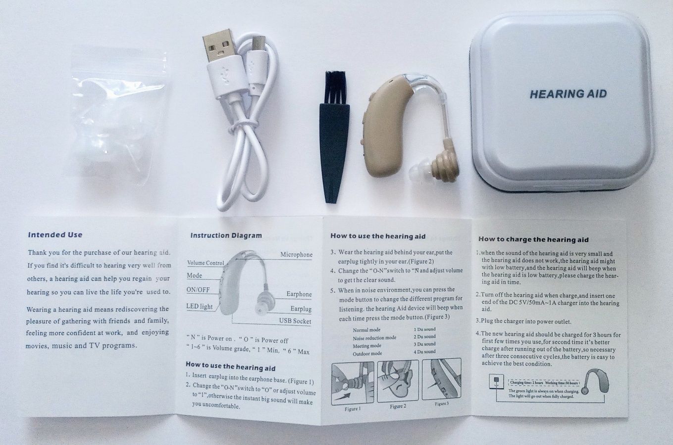 Слуховой аппарат перезаряжаемый USB, усилитель звука, шумоподавление.