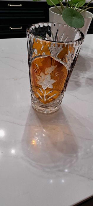 Polski Wazon Kryształowy Huta JULIA Sygnowany 21cm stan idealny