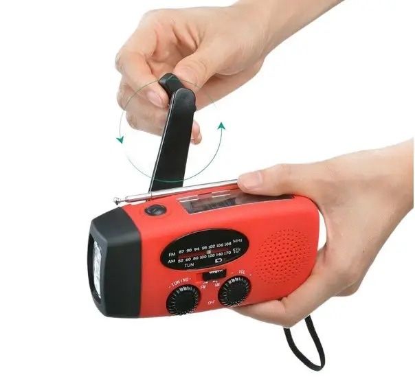 Радіо 4в1 роторное динамо радио с фонариком +