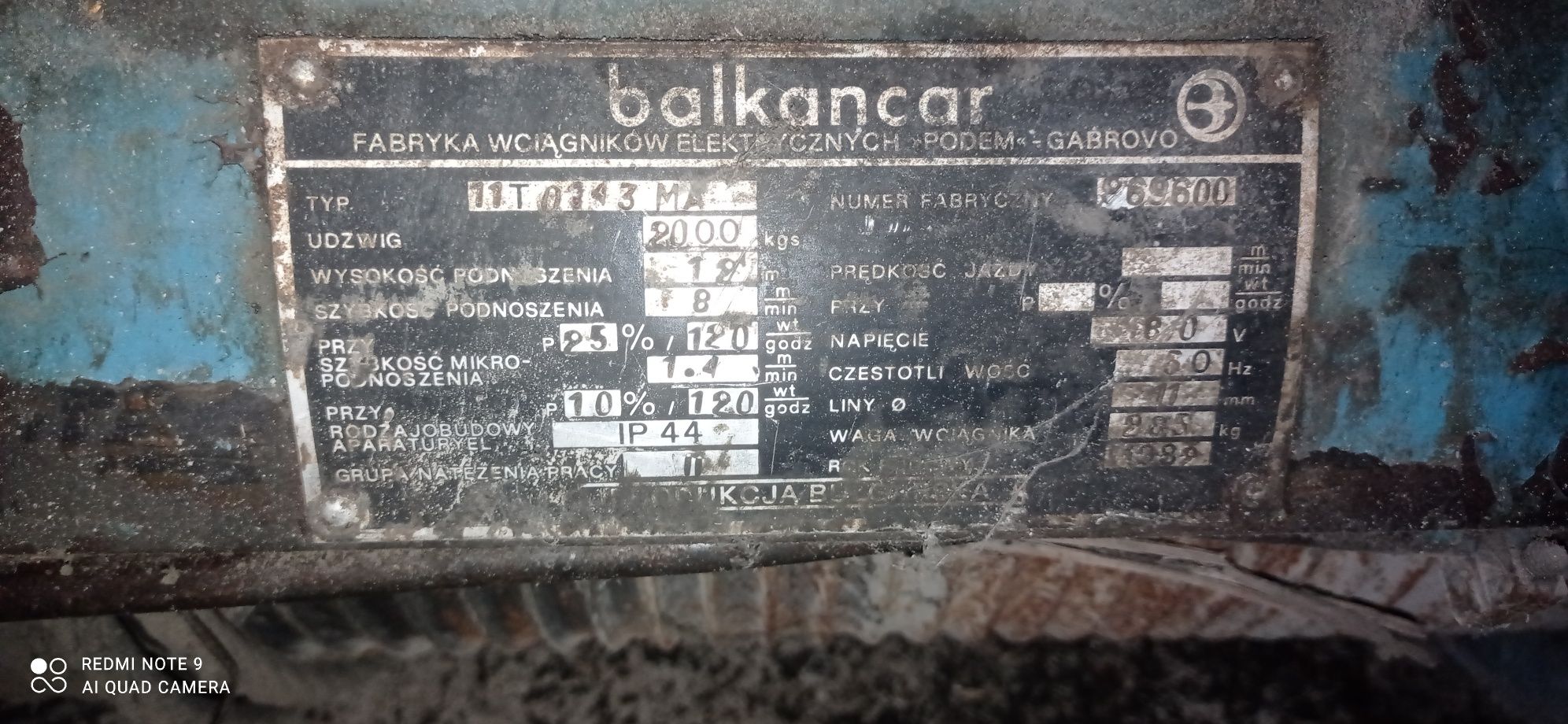 Wciągarka Balkancar 11 T 0143MA 2t 12m 1989r.