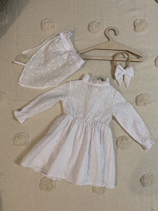 Sukienka handmade biała chrzciny ślub okazje komplet