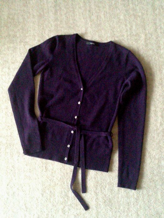 34р. Кашемировый пурпурный кардиган-кофта с поясом littlewoods