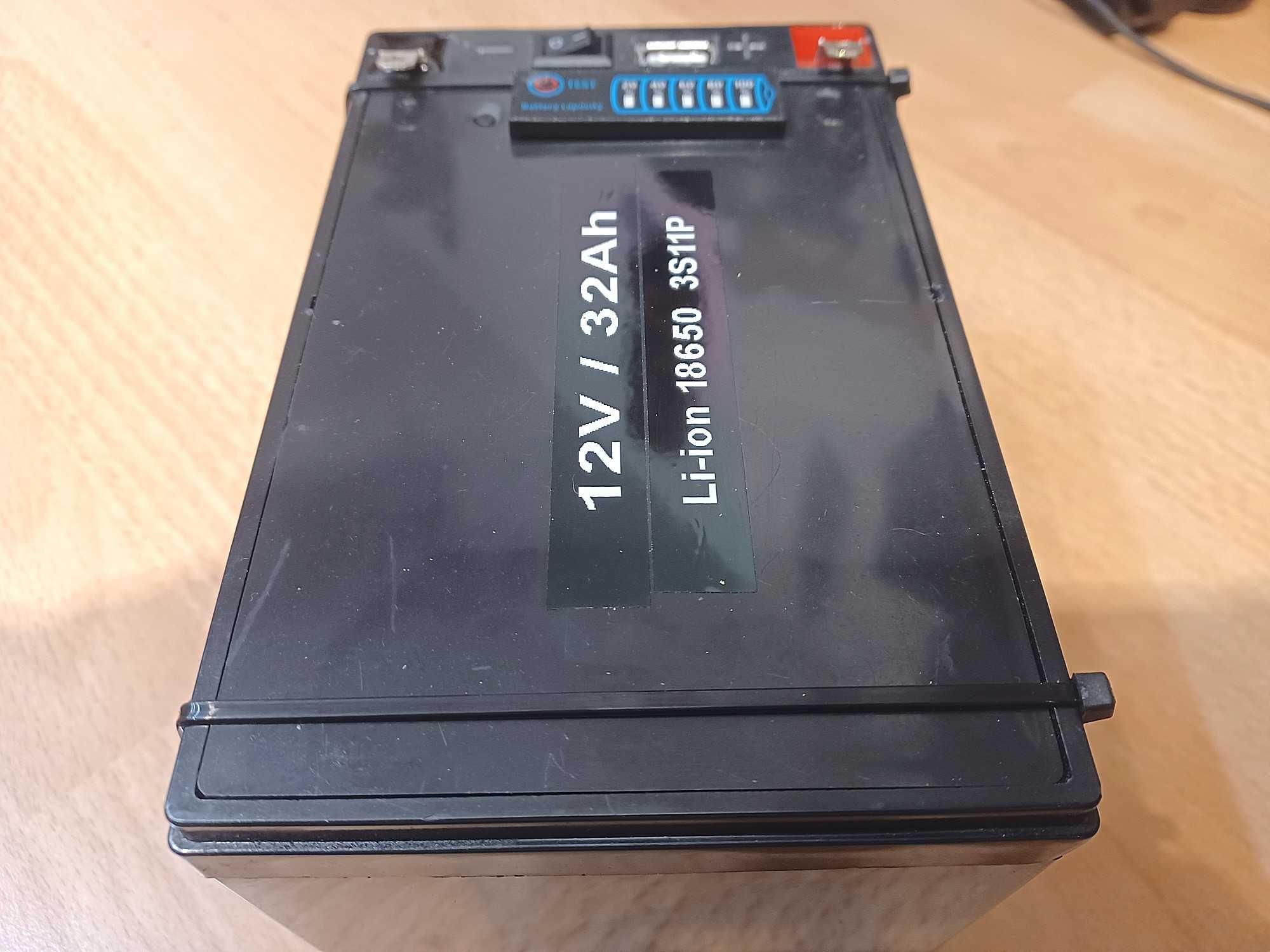 Akumulator 12V 32Ah 350Wh 18650 Li-ion 3s11p USB 3,2A + wskaźnik naład