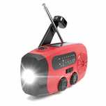 Solarne awaryjne radio-latarka z korbą ręczną i diodami LED USB.