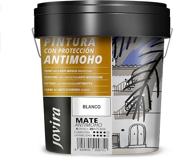 Tinta Paredes, Anti-mofo, aparência mate. (4 litros, branco)