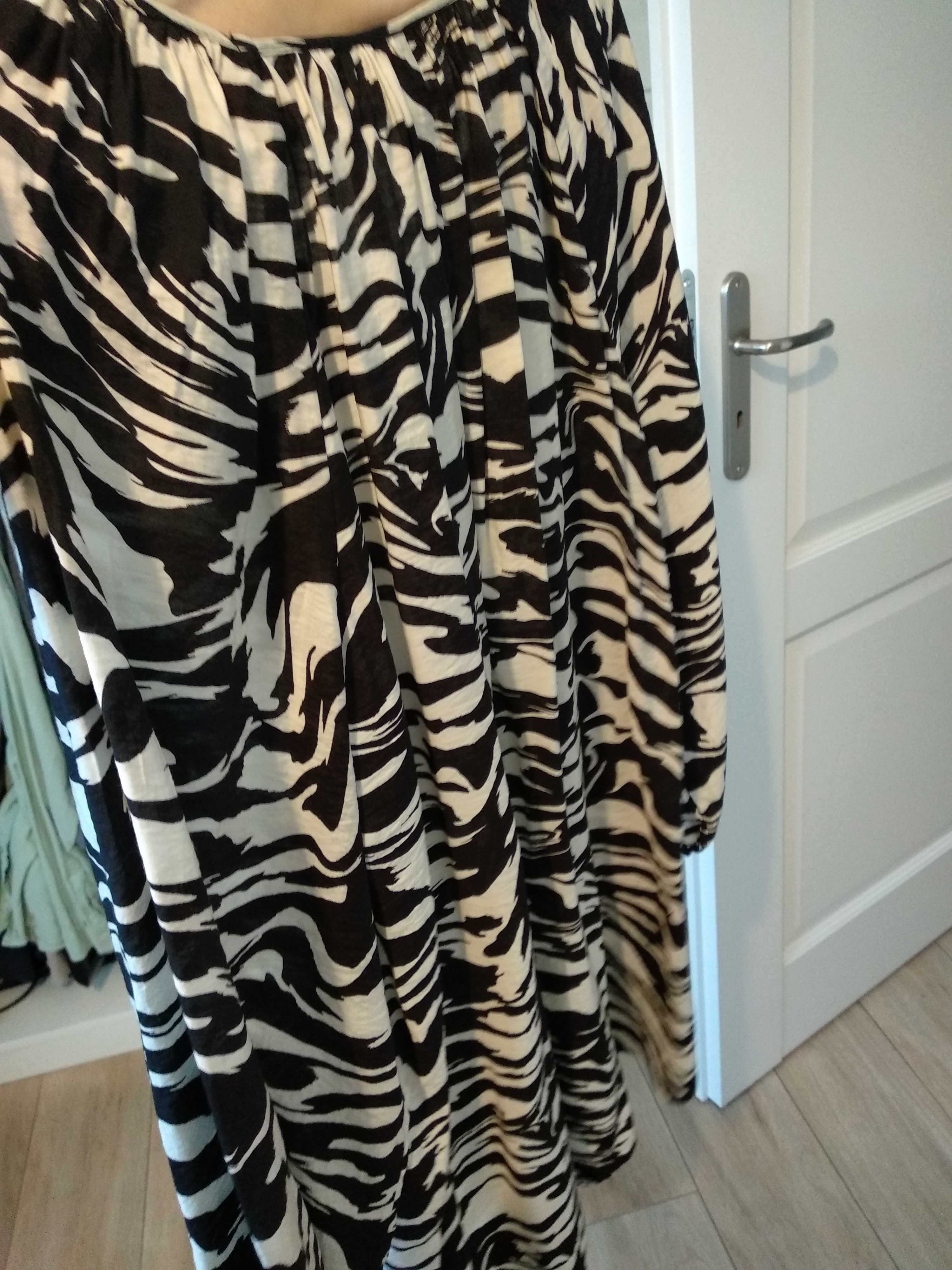 Sukienka H&M zebra panterka 34 czarno biała