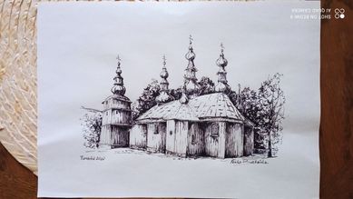 Cerkiew Bieszczady rysunek grafika