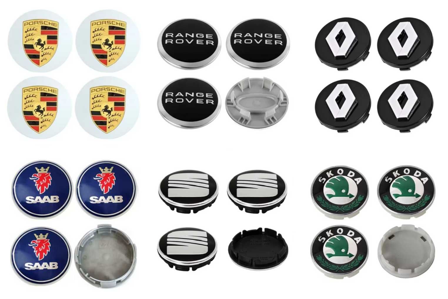 Centros/tampas de jante completos ou autocolantes para todas as marcas
