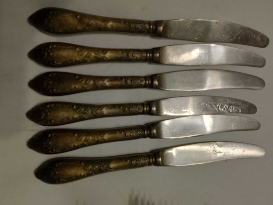 Советский набор мельхировых ножей и вилок МНЦ посеребрение