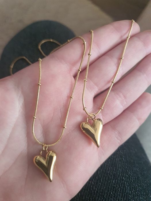 Złoty Łańcuszek Serce Kulki Prezent Walentynki Dzień Kobiet Urodziny