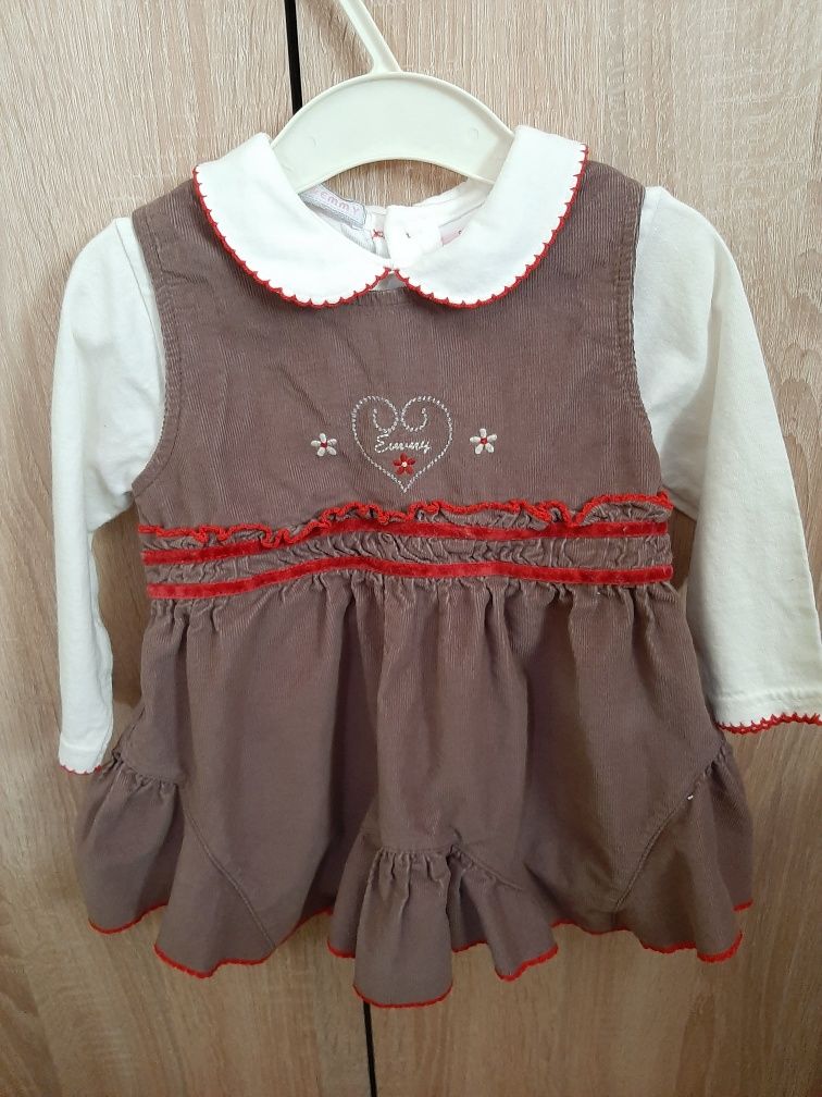Sukienka elegancka, świąteczna, komplet Ohm&Emmy 9-12 m-cy,80 cm