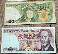 Dwa Banknoty PRL 50 100