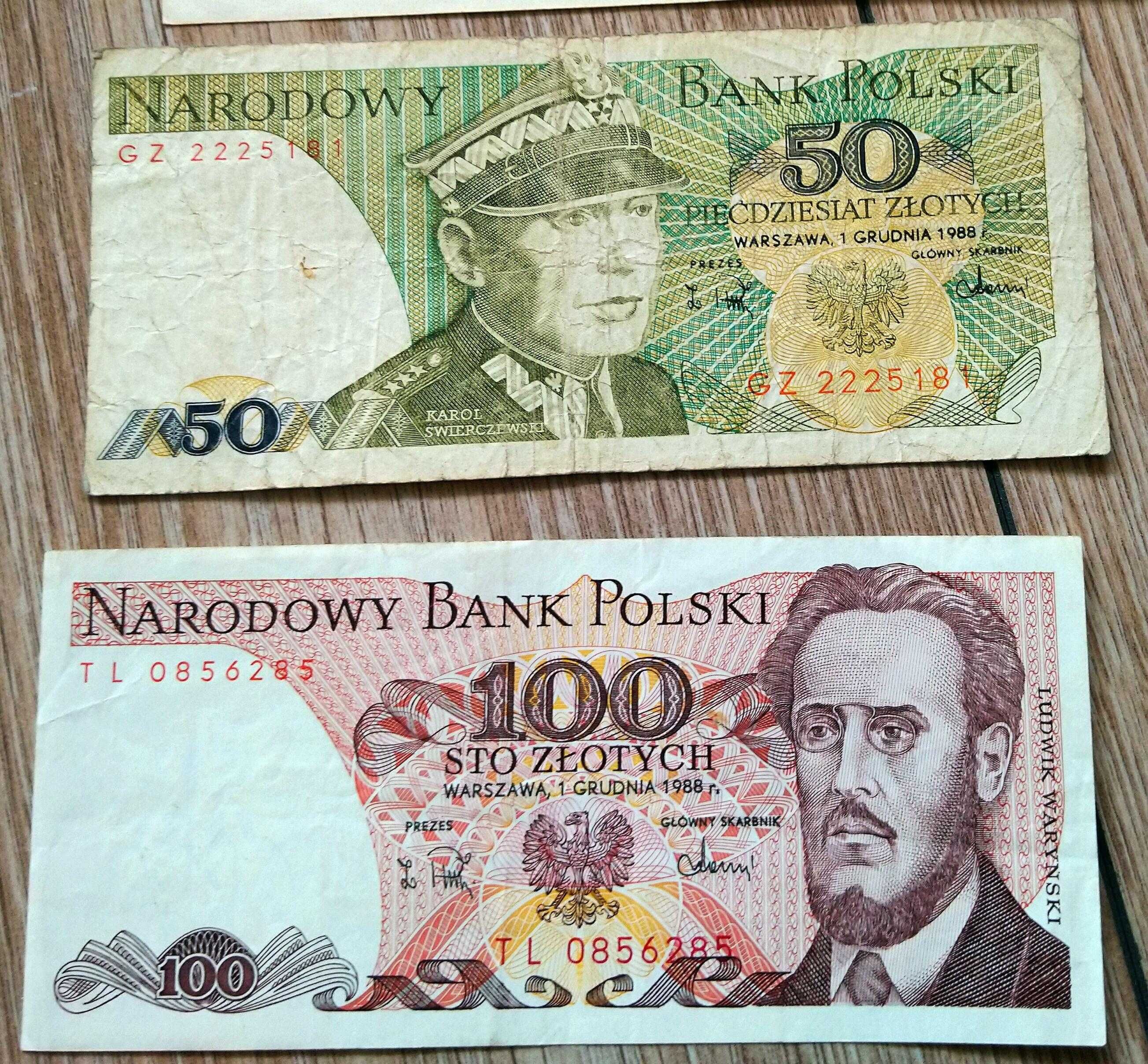 Dwa Banknoty PRL 50 100