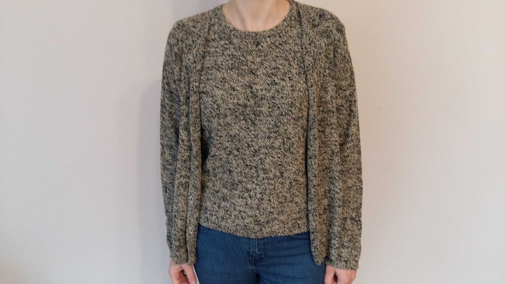 Sweter+bluzka S/M/L oversize ciepły komplet wełna akryl