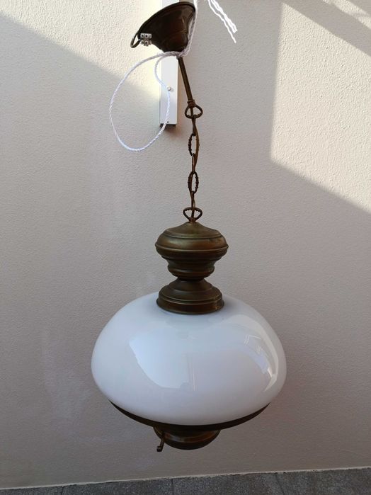 Candeeiro de Teto Suspenso Vintage - Estilo Clássico Latão e Vidro