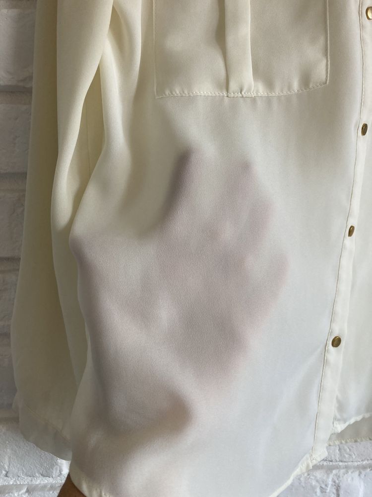 Zara Basic S 36 bluzka ecru beż transparentna