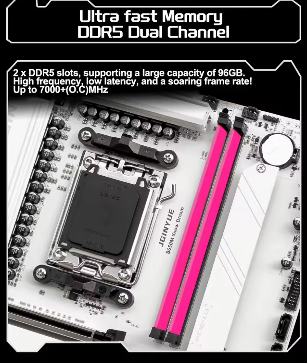 JGINYUE B650M Snow Dream материнская плата M-ATX AMD AM5 DDR5