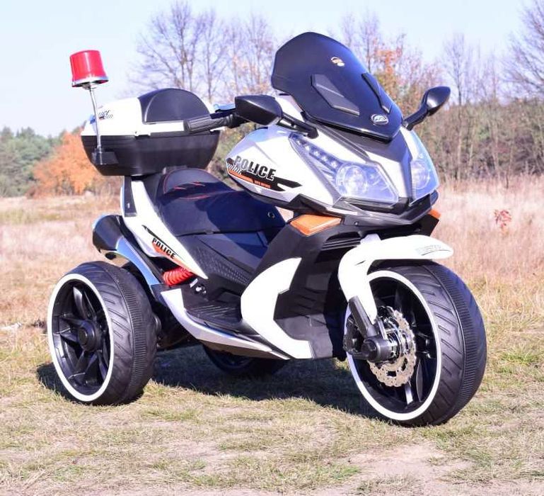Auto samochód na akumulator SKUTER POLICYJNY MOTOR trójkołowy dzieci