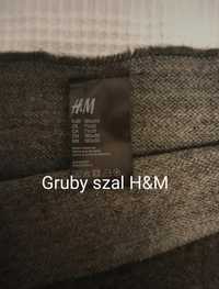 Gruby szal H&M 180x50 szary ciemnoszary ciepły elegancki Unisex