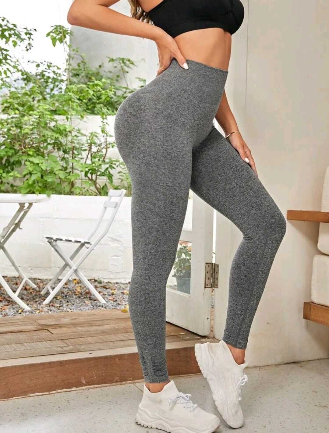 Legginsy XS PUSH UP wysoki stan klasyczne siłownie sportowe szare