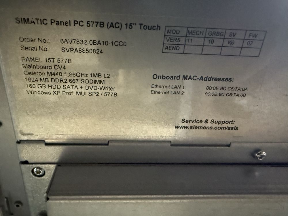 Panel operatorski SIEMENS 6AV7832-0BA10-1CC0