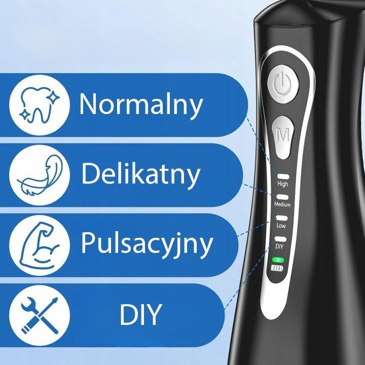Irygator Do Zębów Bezprzewodowy Dentystyczny 4 Tryby 320Ml 8 Końcówek