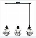 Lampa wisząca regulowana wysokość 3xe27 retro vintage
