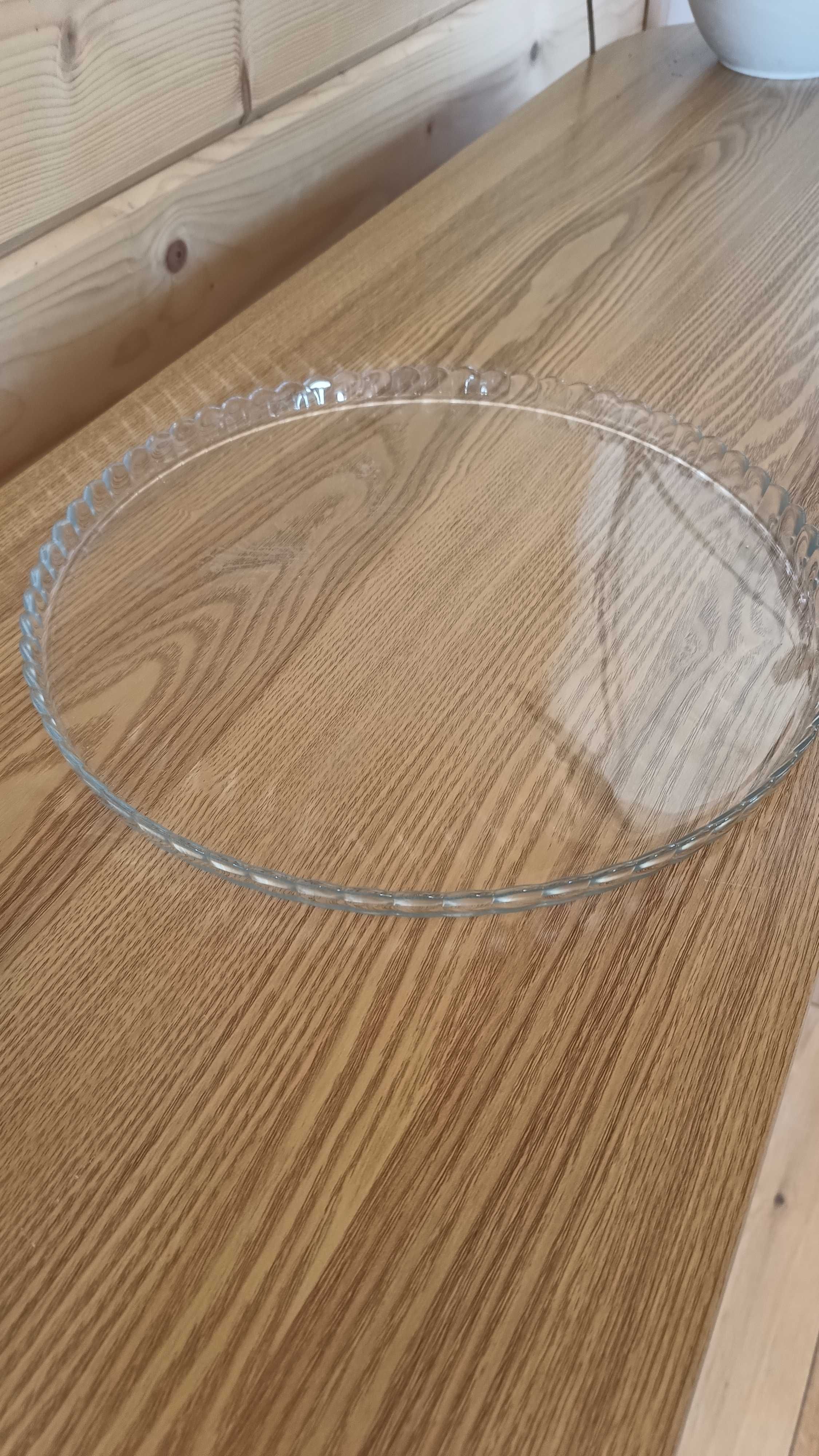 Patera szklana okrągła 32 cm talerz candy bar