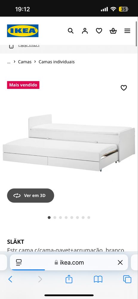 Cama de solteiro com 2 gavetas e cama de baixo