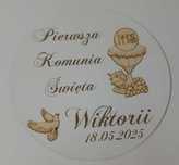 Napis koło białe ściankę Pierwsza Komunia Święta IHS imię data 50cm 3D