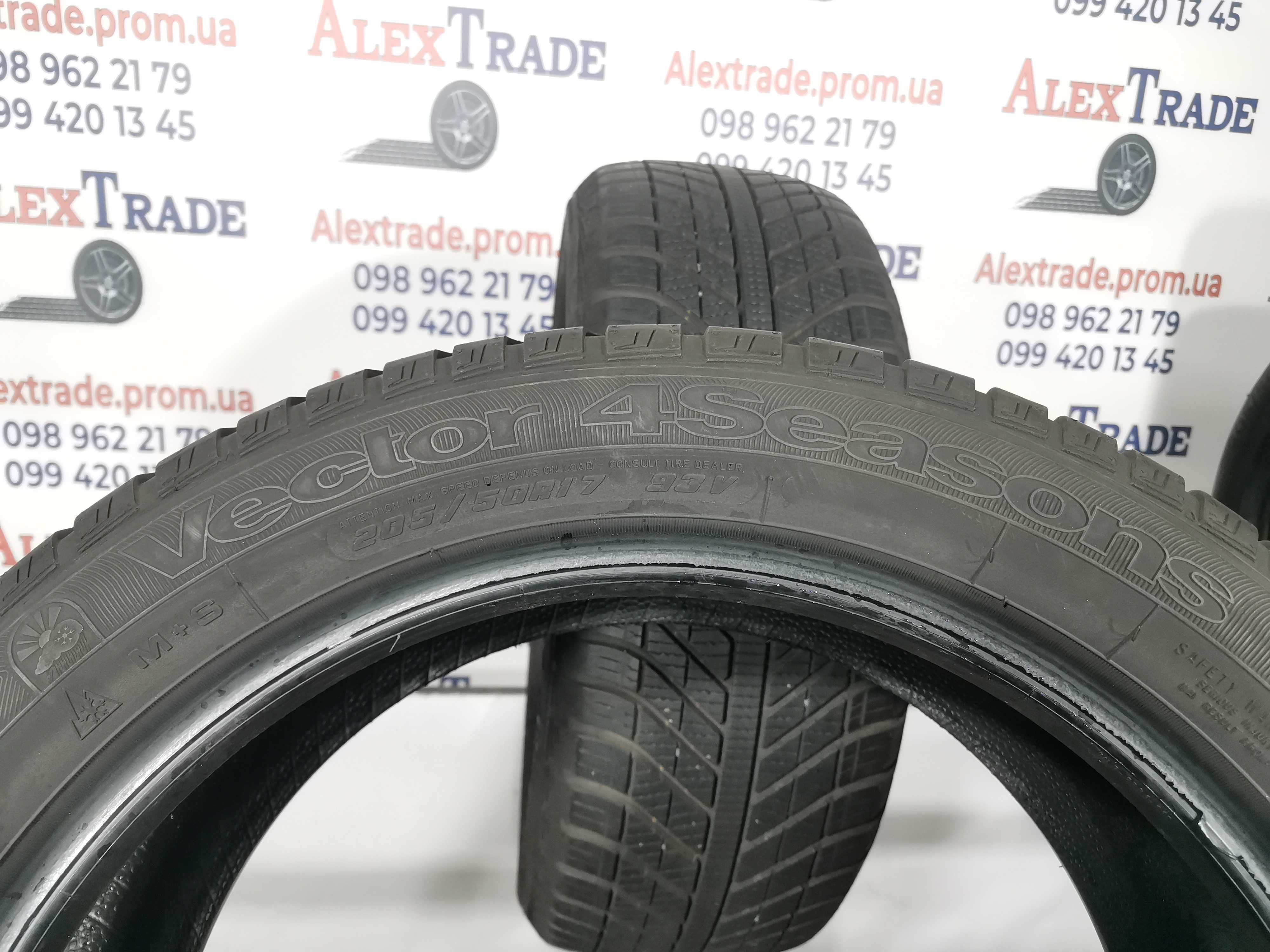 2 шт. 205/50 R17 Goodyear Vector 4Seasons шини б/у, протектор 6.5мм