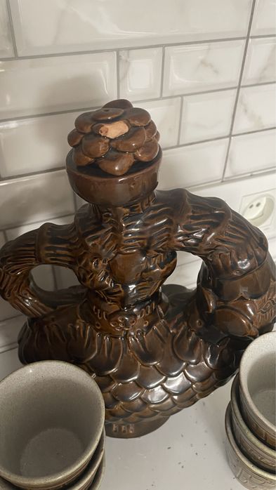 Продаю глиняний набір бутль та 6 стаканчиків