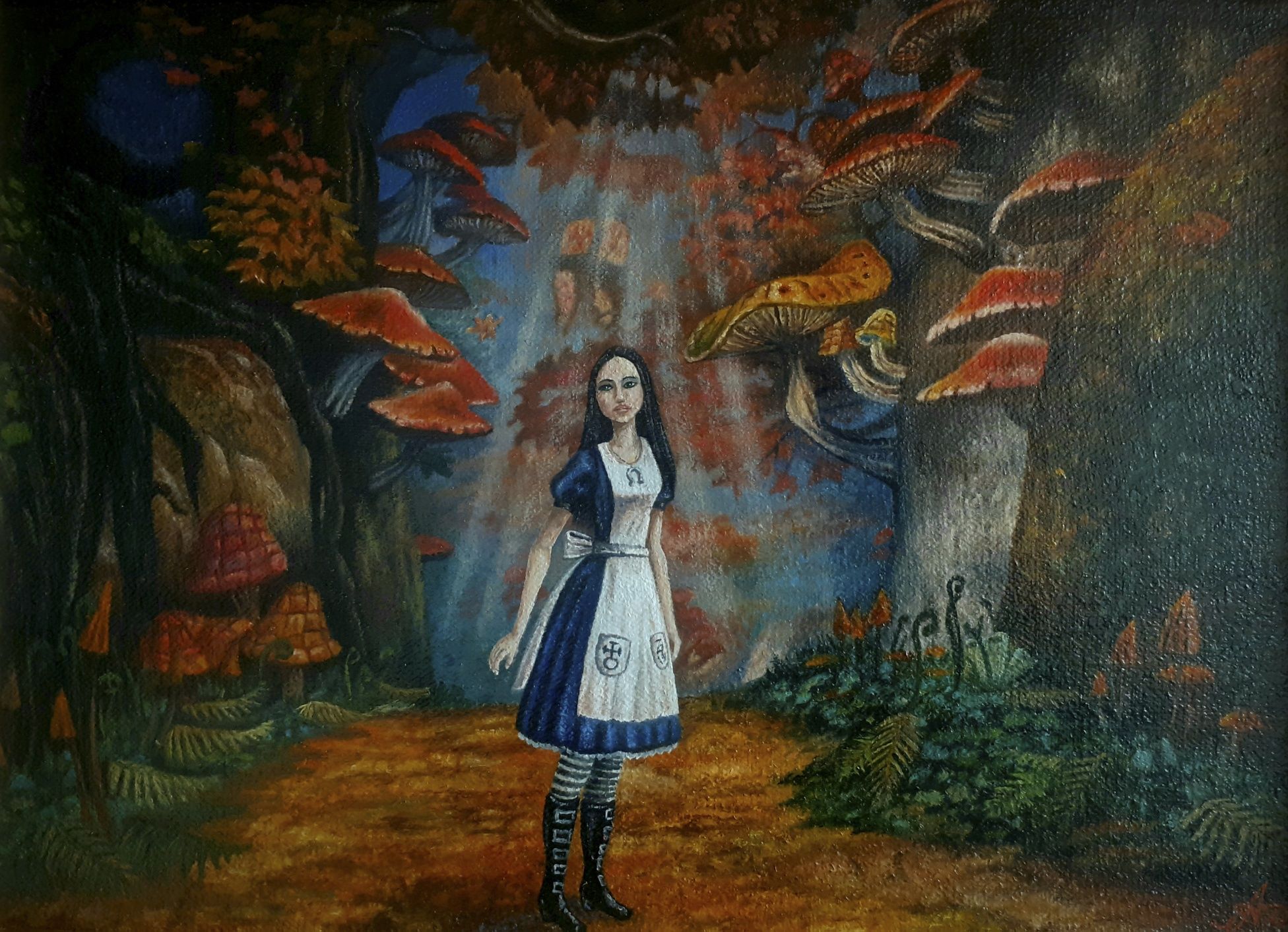 Картина живопись Алиса в стране чудес подарок 35х25
