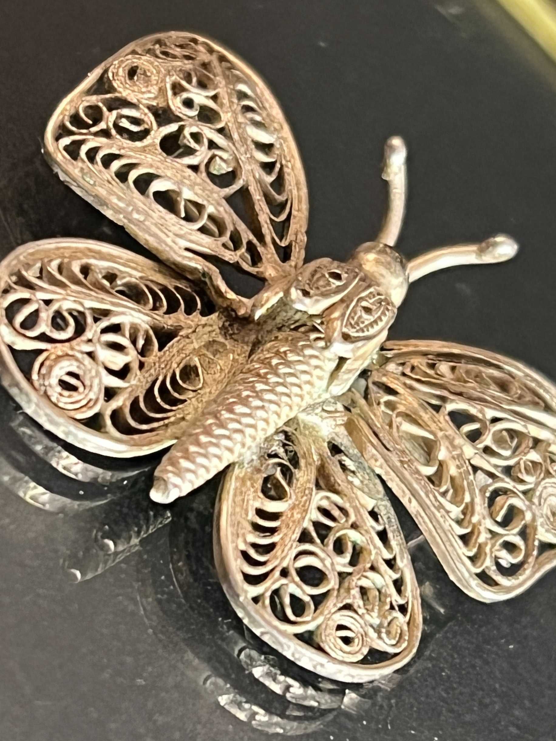 Srebro - Srebrna broszka motyl wykonana w - próba 925
