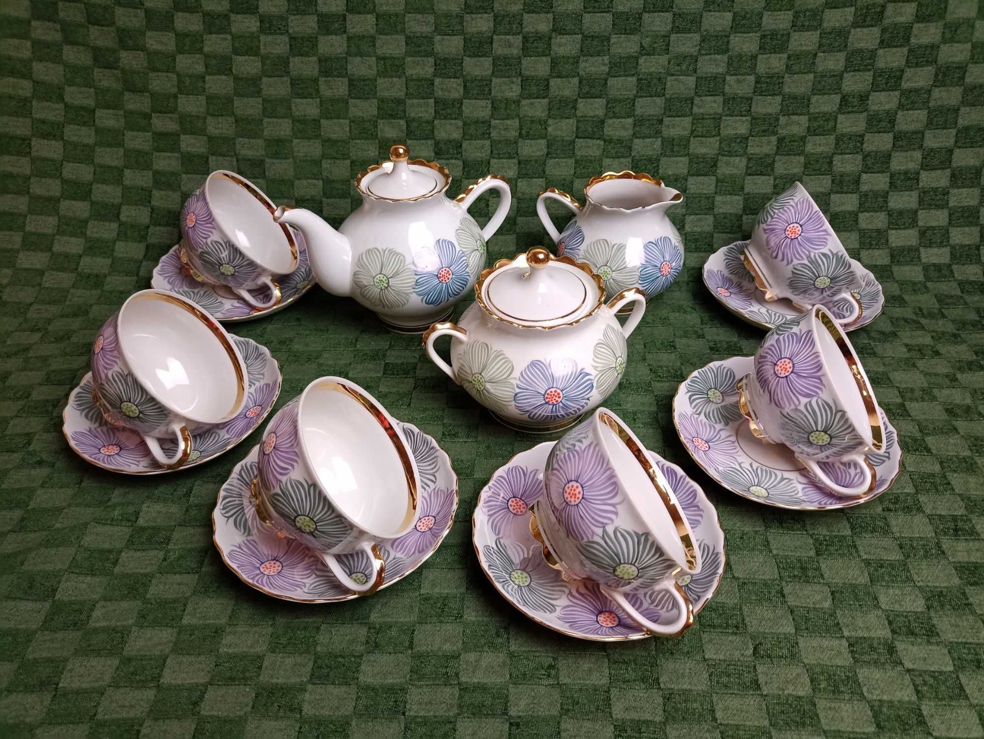 NOWY Porcelanowy Serwis do herbaty.Ręcznie malowane.Porcelana ZSRR
