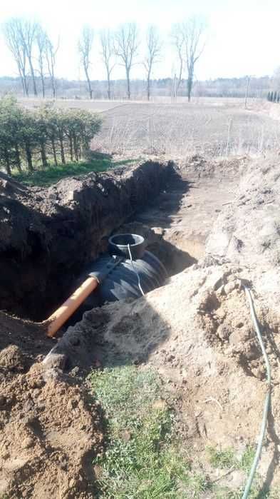 Montaż oczyszczalni,zbiornik bez/odpływowy,drenaż,przyłącza,kanaliza