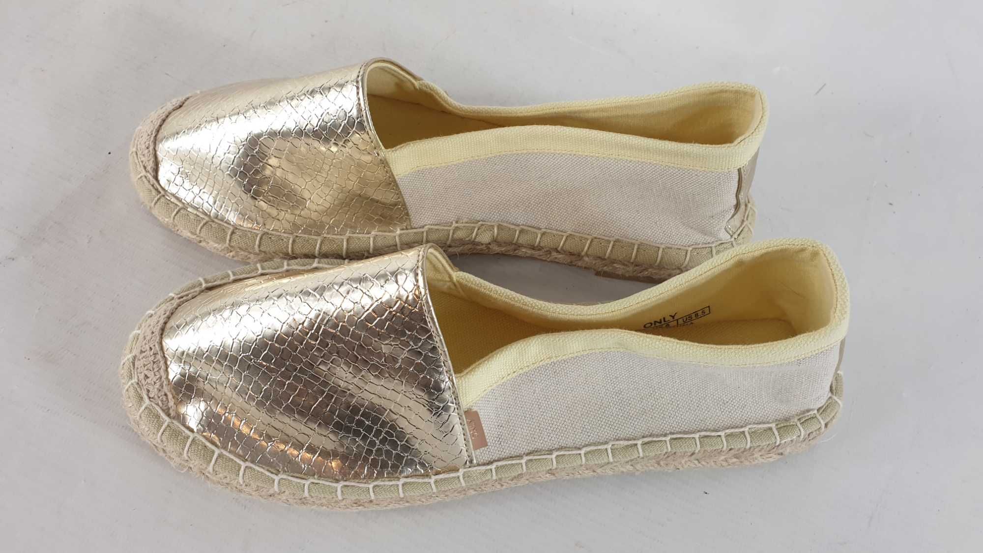 MOKASYNY ESPADRYLE nowe      złote  damskie  R 39