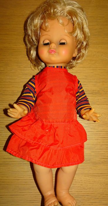 Lalka prl, ruchome oczy, zabawka PRL, vintage, lalka 38 cm