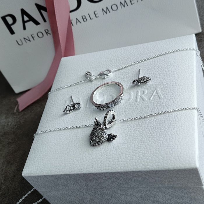 Пандора Крила Янгола сережки підвіска каблучка сердечко Pandora