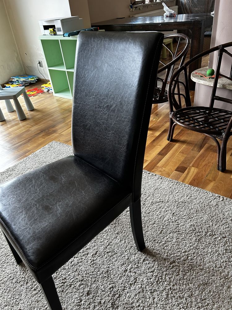 Krzesła skórzane 8 sztuk ciemny brąz krzeslo