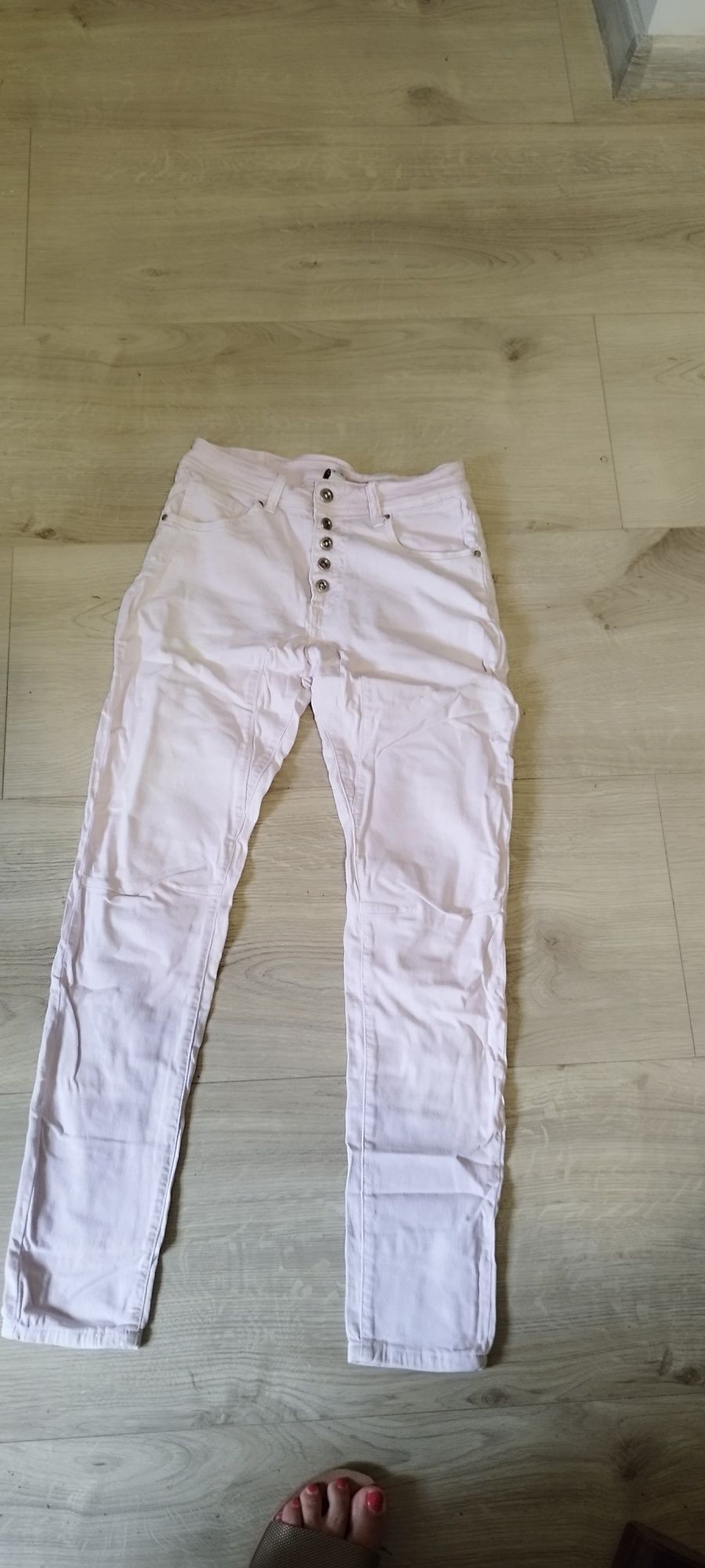 Spodnie Jeans rozowe, stretch, guma,r.36