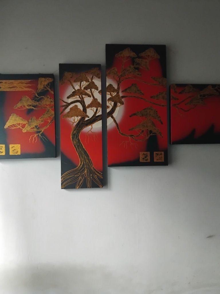 Obraz tryptyk drzewko bonsai