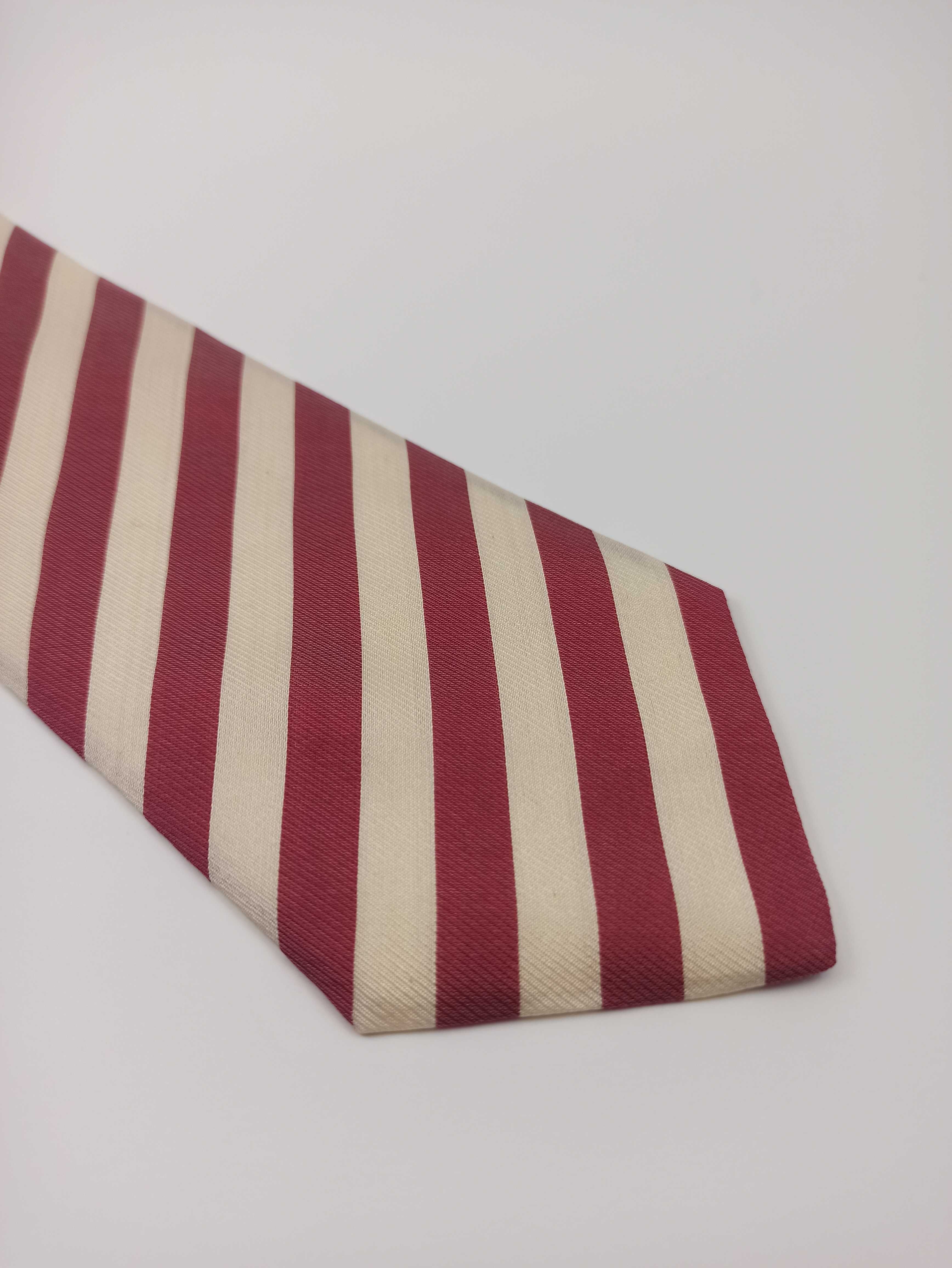 Valentino czerwony biały jedwabny krawat w paski