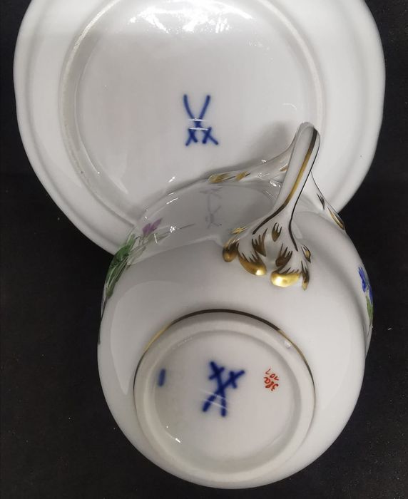 Porcelana Meissen DUO Mokka Miśnia Dekor kwiatowy