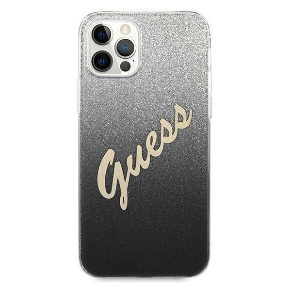 Case Guess Glitter Gradient do iPhone 12 Pro Max, Czarny