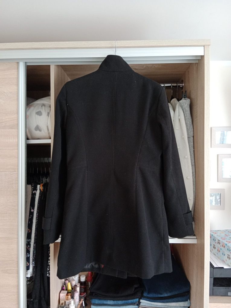 Elegancki prosty czarny płaszcz zimowy damski Orsay m