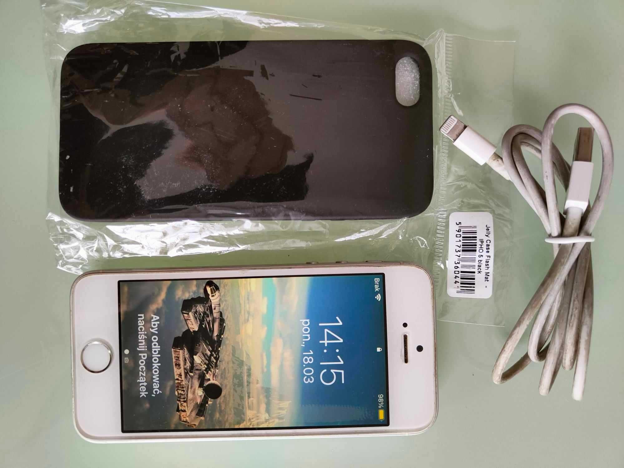 iPhone SE white 64 GB biały + kabel + nowe etui i słuchawki