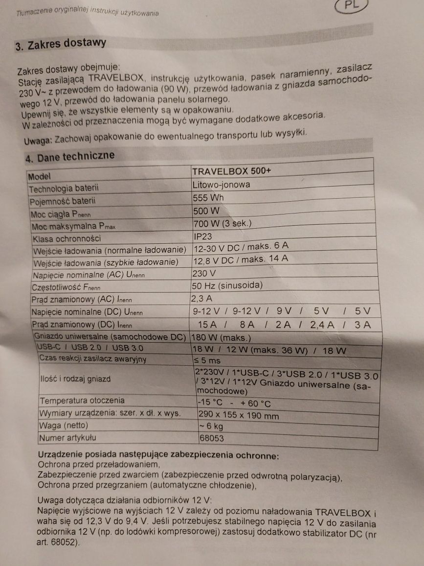 Magazyn energii, solarna, przenośna stacja zasilania max. 700W/230V,