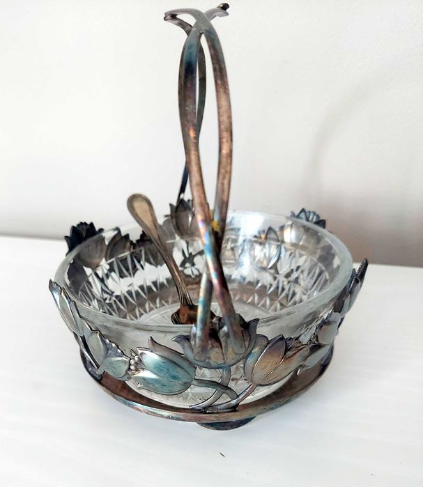 Cukiernica Hefra tulipany + łyżeczka  vintage plater