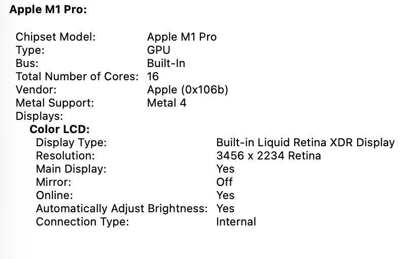 MacBook Pro 16’ 2021 32GB RAM 1TB SSD 88%